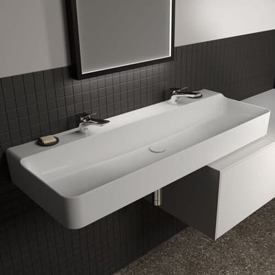 Ideal Standard washbasin 120 cm, 2 tap holes, without overflow, polished T384401