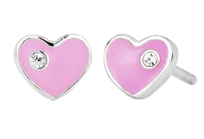 Traveller Oorbellen Meisje - Roze - Hart Chou - Zilverkleurig - Zilver 925 - Kristal - Preciosa Crystals - Geplatineerd - 545232