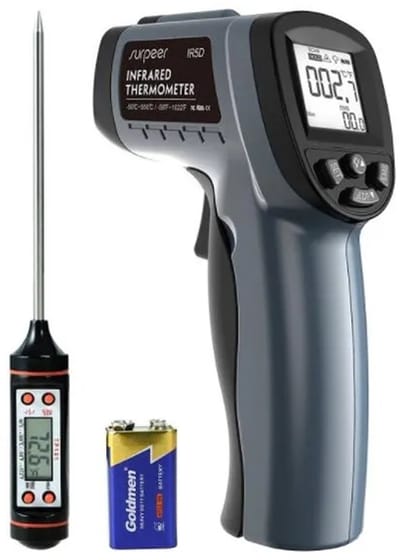 Surpeer IR5D – Infrarood Thermometer – Contactloos Meten – Voor BBQ & Keuken – Inclusief Vleesthermometer