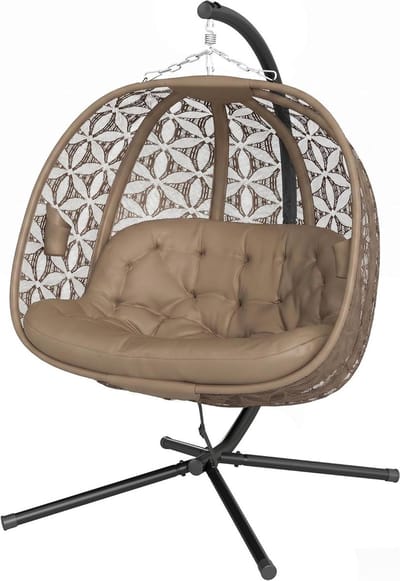 Hangstoel met frame - Eivormige schommel Dubbele hangmand - Ontspannen in de tuin - Inklapbare zitmand - 240 kg draagvermogen