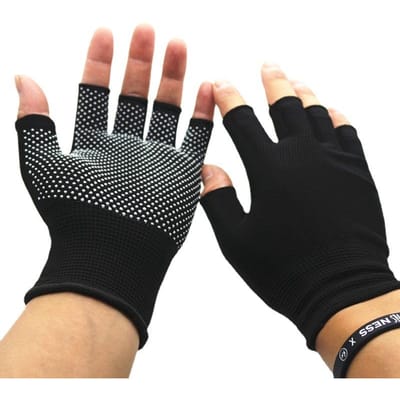 Dumbbells Sportschool Gewichtheffen Handschoenen Halve Vinger Fitness Bodybuilding Workout Handpalm Bescherming voor Vrouwen Mannen Sport Training Vingerloos M gray