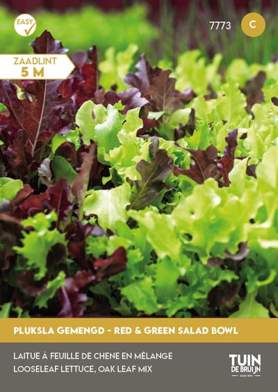 Pluksla Mix Red & Green Salad Bowl Zaden – Groene & Rode Sla – Snelgroeiend – Groentezaden Moestuin | Tuin de Bruijn