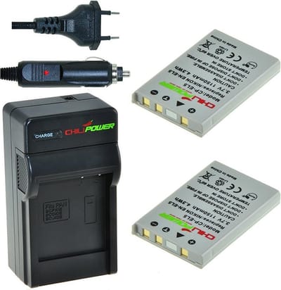 2 x EN-EL5 accu's voor Nikon - inclusief oplader en autolader - Origineel ChiliPower