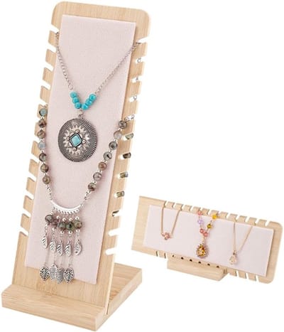 12 Slots Hanger voor Kettingen en Armbanden - Houten Sieraden Organizer voor Thuis en Beurzen - Ideaal voor Kleine Ondernemingen, 10x25.4 Inch