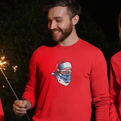 Foute Kersttrui Rood Corona Kerstman - Maat XS - Kerstkleding voor dames & heren