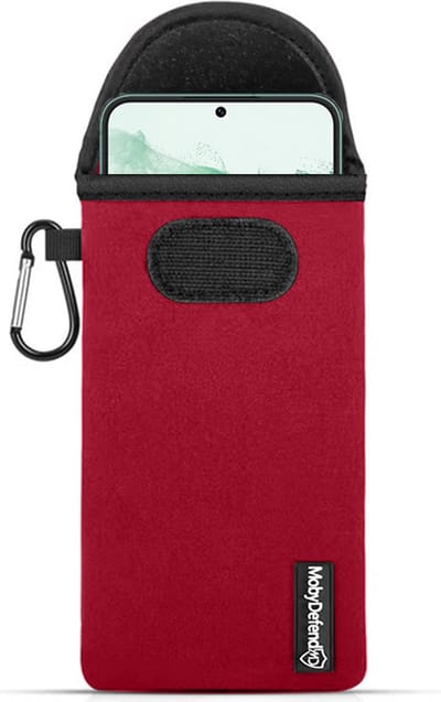 MobyDefend Hoesje - Geschikt voor Samsung Galaxy S22 Plus (S22+) - Neopreen Pouch Met Karabijnhaak - Insteek - Riemlus - Rood