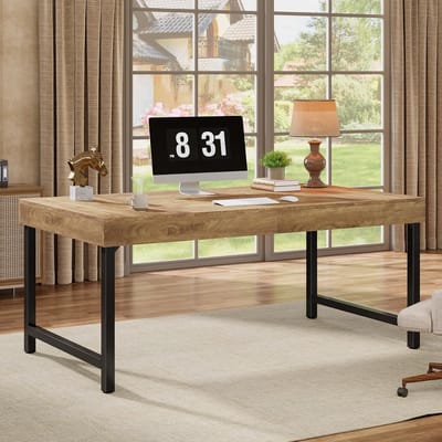 Industrieel Bureau voor Thuiswerken met Metalen Onderstel - 140 cm