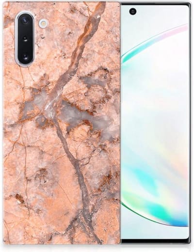 Samsung Galaxy Note 10 TPU Siliconen Hoesje Marmer Oranje