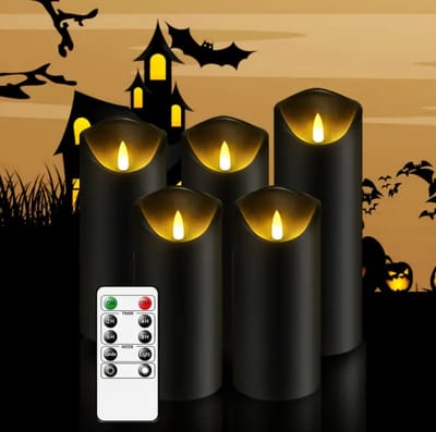 Dutchers.® Vlamloze Kaarsen - 5 Stuks - Ledkaarsen - Halloween - Werkt op Batterijen - Met Afstandsbediening - Decoratie - Sfeerlicht - Fonkelende Kaarsen - Timerfunctie