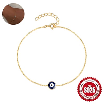 Helin life Dames Evil Eye Armband – 925 Zilver – Goudkleurig– Luxe & Elegant Cadeau-Geschenkdoos en wenskaart- CadeauVrouw/Vriendin/Moeder