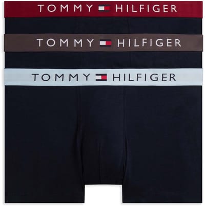 Tommy Hilfiger 3-pack Trunk Waistband Drk Ash/brzy Blu/rouge Maat: M | Onderbroeken Outlet | Heren | Blauw