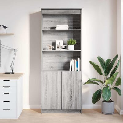 vidaXL - Hoge - kast - 70x35x180 - cm - bewerkt - hout - grijs - sonoma - eikenkleurig