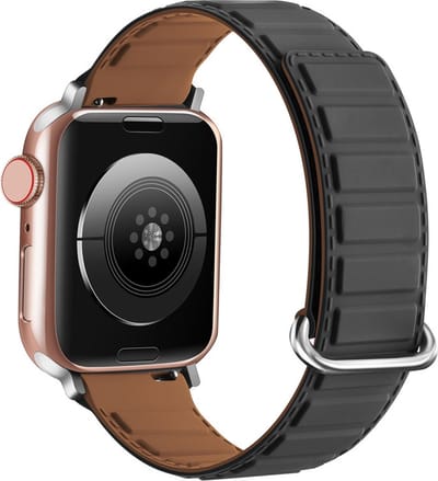 Siliconen bandje - geschikt voor Apple Watch 1/2/3/4/5/6/7/8/9/10/11/ SE (1,2,3) met maat 38 mm / 40 mm / 41 mm en 42 mm (Watch 10/11) - grijs/bruin