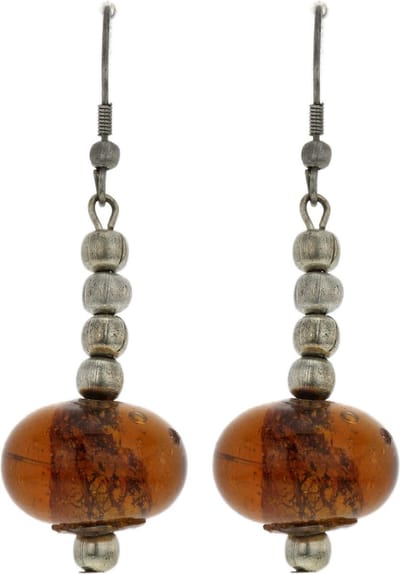 Behave - Oorhangers met bruine glaskraal - Vintage retro look