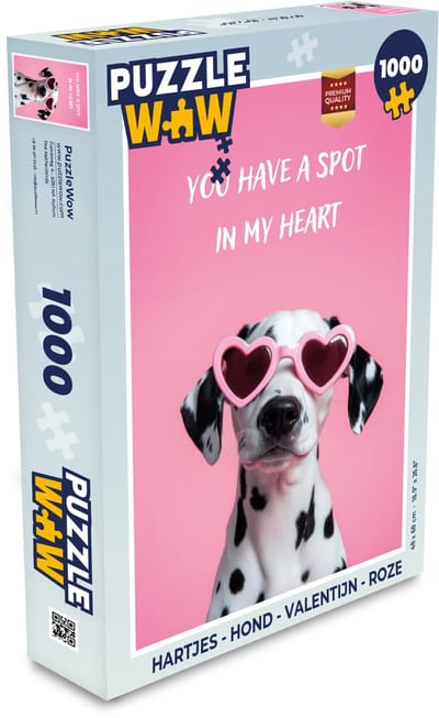 Puzzel Hartjes - Hond - Valentijn - Roze - Legpuzzel - Puzzel 1000 stukjes volwassenen
