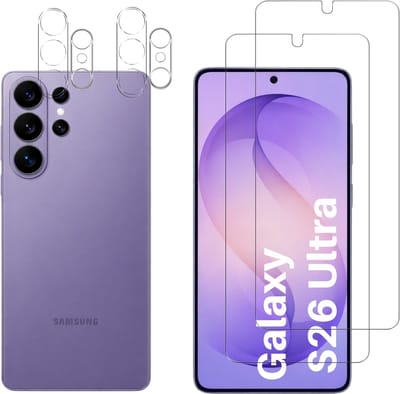 Screenprotector geschikt voor Samsung Galaxy S26 Ultra - 2 stuks Beschermglas van glas Transparante glazen schermbeschermfolie + 2 stuks Camera Protector
