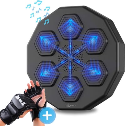 FOXLY® Boksmachine met Muziek & Bluetooth Inclusief Handschoenen - Bokszak - Boxing Machine - Muurbevestiging - Zwart