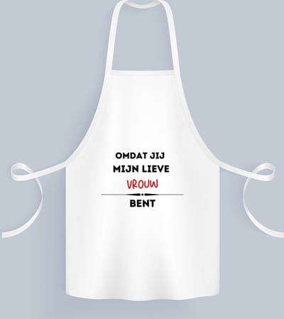 Akyol - omdat jij mijn lieve vrouw bent Keukenschort - Vriend/vriendin - de liefste vrouw - valentijnsdag - verjaardag - cadeautje voor vriendin - kado - geschenk - 82 bij 71 cm