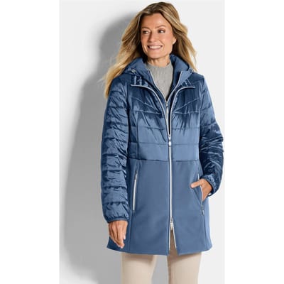 Doorgestikte mantel met softshell-inzet - rookblauw - Gr. 19 van Goldner Fashion