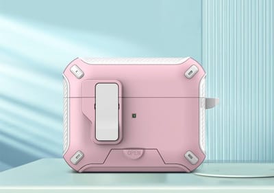 AirPods 4 Hoesje - Beschermhoesje Case - Oordopjes Beschermen - Schokbestendige Harde Cover - 4 Hoeken Beschermd - Wit Roze