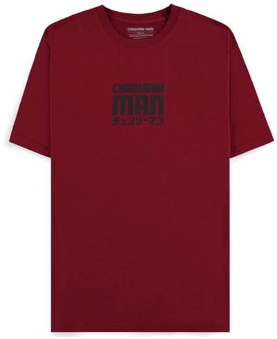 Chainsaw Man - Smile Heren Tshirt - S - Bordeaux rood
