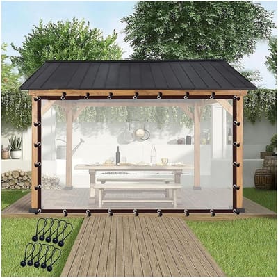 Transparant Zeil - Waterdicht Gordijn - Buitenruimte Afschermen - Met Ophangogen - 150x500cm - Transparant