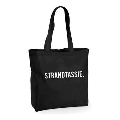 Katoenen tas met tekst Strandtassie - Sinterklaas cadeautjes - Kerstcadeautjes - Sinterklaasgeschenken - Kerstgeschenken - Cadeau vrouw - Cadeau Man