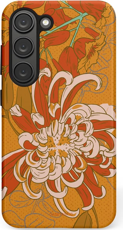 Casetastic hoesje geschikt voor Samsung Galaxy S23 - Dubbellaagse bescherming - Bloemige lente - Fashion Case - Okergeel Terracotta Beige
