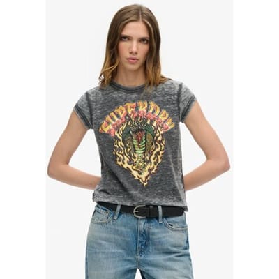 Superdry - Biker Rock T-shirt met print - Dames - T-shirts