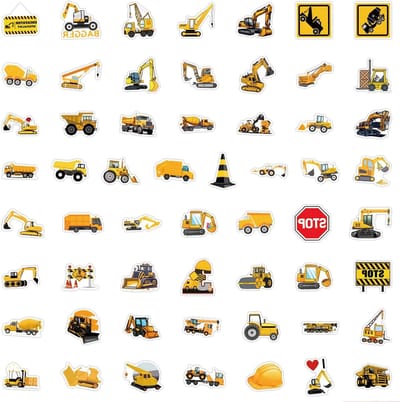 Vrachtwagenstickers voor Kinderen, 55 Stuks, Waterdichte Vinyl Stickers voor Skateboard, Laptop en Auto, Perfect als Cadeau voor Jongeren en Volwassenen