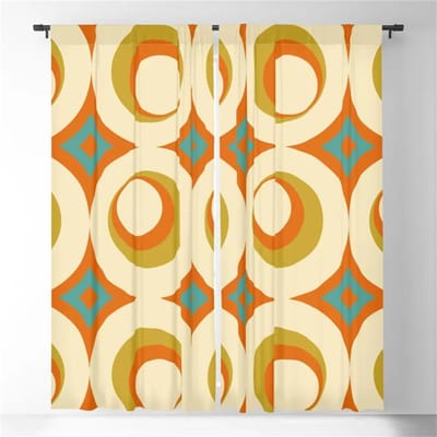 Oranje Mid-Century Modern Stijl Zonwerende Gordijnen 3D Digitale Patroonprint Gordijnen Woonruimte Slaapkamer Ruimte Balkon Gebied Keuken Gebieddecor 60W65H(CM)X2PCS&Hook