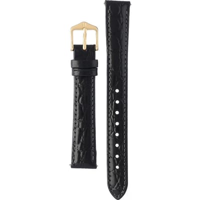 Hirsh Horlogeband Crocograin Zwart - Leer - 14mm