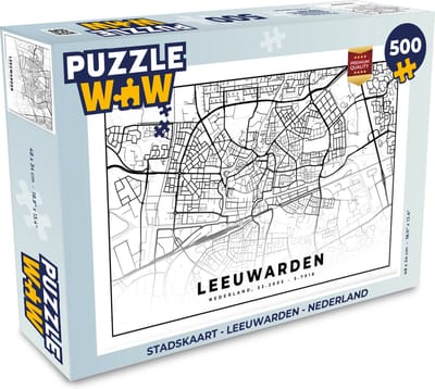 Puzzel Stadskaart - Leeuwarden - Nederland - Legpuzzel - Puzzel 500 stukjes - Plattegrond