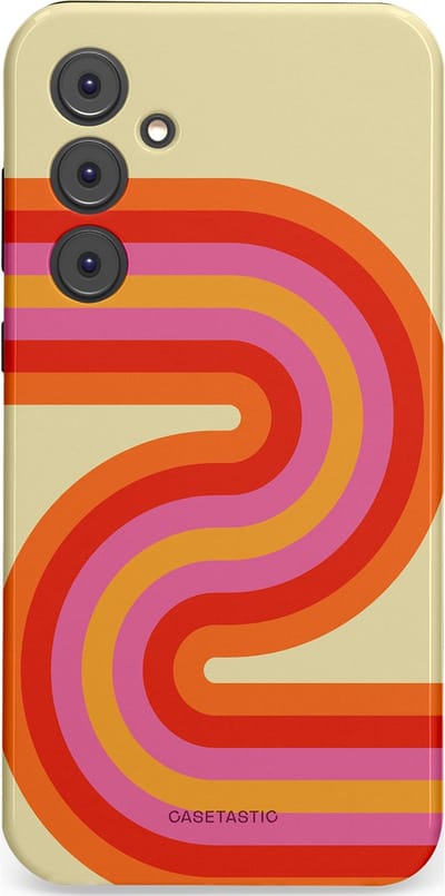 Casetastic hoesje geschikt voor Samsung Galaxy A35 - Dubbellaagse bescherming - Retro wave - Fashion Case - Zand Rood Oranje Roze