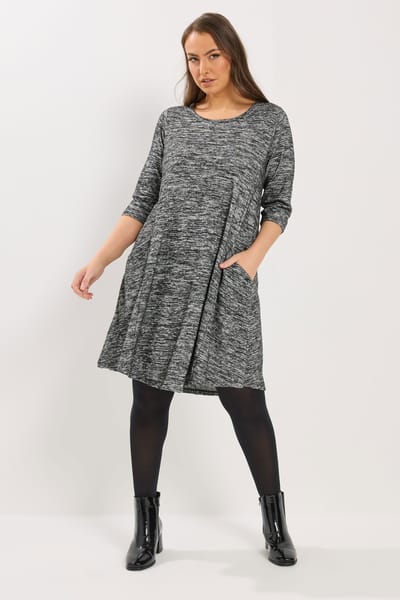 Yours Grijze Gedrapeerde Jurk Met Zakken Size 44