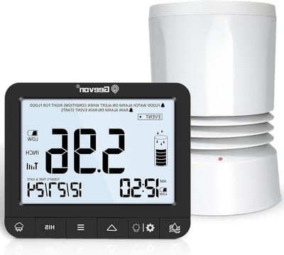Draadloze Regenmeter - Neerslagmeter Buiten - Tuin Meten - Zelfledigend Ontwerp - 100m Bereik - Grijs