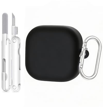 Telestore - hoesje geschikt voor Samsung Galaxy Buds 4 / 4 pro soft case cover - zwart - TPU hoesje Beschermhoes - Samsung Galaxy Buds 4 / 4 Pro Cover - Buds4 hoesje - gel hoesje met sleutelhanger + Oordopjes schoonmaak set