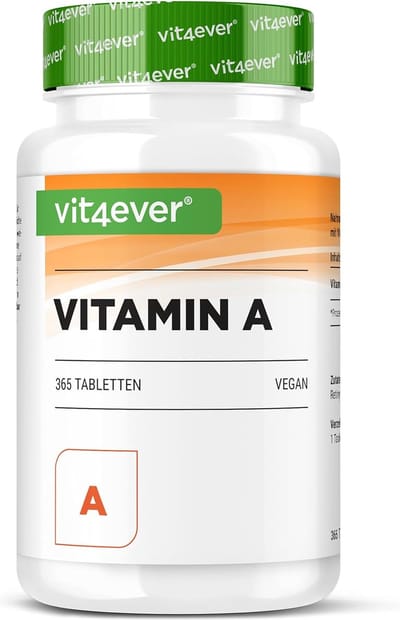 Vitamine A - 10.000 I.U. (3000 µg) - 365 tabletten - Alternatief voor capsules - Hooggedoseerd retinylacetaat - Zonder ongewenste toevoegingen - Ogen, huid, immuunsysteem - Veganistisch