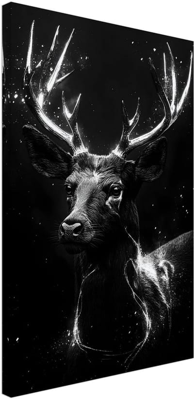 Canvas Schilderij - Deer portrait 40x60 cm - Dieren Wanddecoratie Woonkamer & Slaapkamer