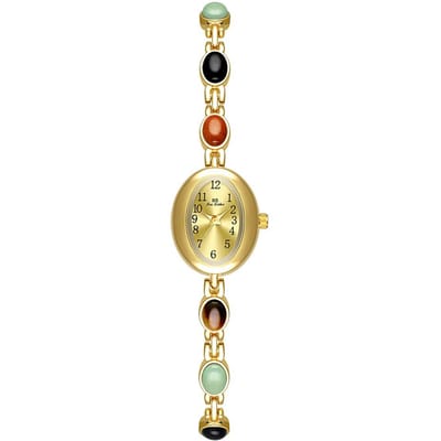 Dames Quartz Horloge Luxe Merk Retro Natuurlijke Dongling Steen en Jade Waterdicht Dames Geavanceerde Ketting Polshorloges cadeau beige