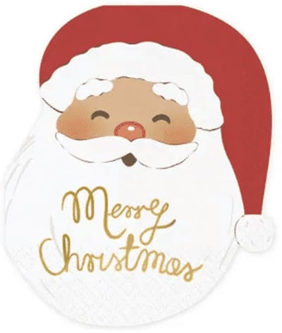 PartyDeco - Servetten - kerstman merry christmas - 13,5 x 16 cm - 12 stuks