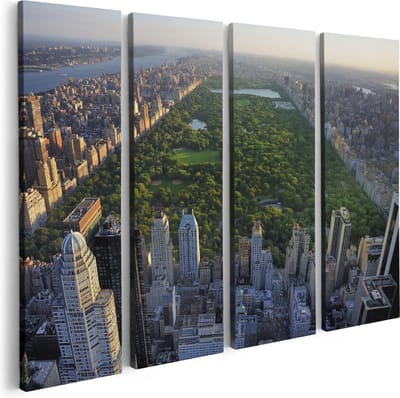 Artaza Canvas Schilderij Vierluik Central Park In New York Met Wolkenkrabbers - 80x60 - Foto Op Canvas - Canvas Print
