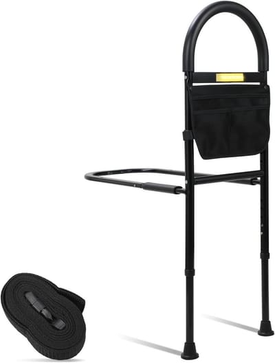 Opstahulp Senioren - Bedbeugel Hulp - Veilig In Bed Stappen - In Hoogte Verstelbaar - 32x104cm - Zwart
