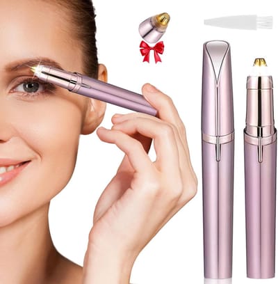 Wenkbrauwtrimmer Vrouwen - Gezichtshaar Remover - Pijnloos Ontharen - Ingebouwd LED Licht - Compact Formaat