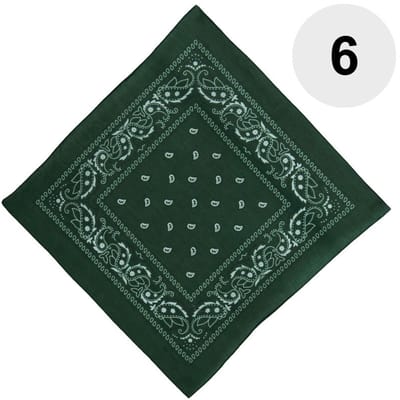 6 Stuks Paisley Bandana's - Paisley Boeren Zakdoek - Bandana - Hoofddoek - Donkergroen