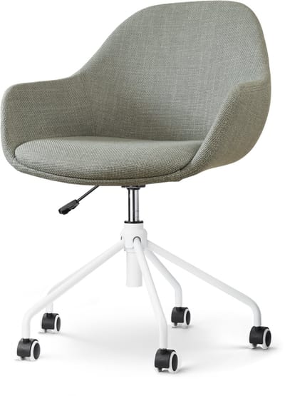 Nolon Nout-Mae Bureaustoel Saliegroen - Stof - Vestelbaar - Wieltjes - Wit Onderstel - Design - Comfortabel