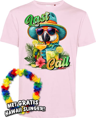 T-shirt Last Call to Relax | Toppers in Concert 2024 | Club Tropicana | Hawaii Shirt | Ibiza Kleding | Lichtroze | maat XS