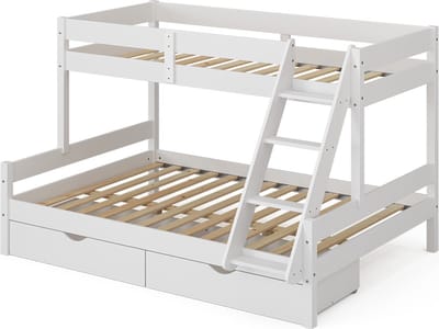 Vitalispa Everest Stapelbed – 140x200 / 90x200 cm met laden Wit