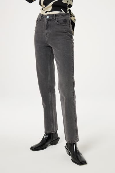 Fabienne Chapot Lola Straight Jeans Washed Dark Grey Maat: W25L32 | Straight Jeans Outlet | Dames | Grijs