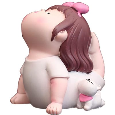 Figurine Fille Yoga Dessin Animé Adorable Mignon Tendance Décoration Ornement Fille Pose de Yoga pour Type Voiture